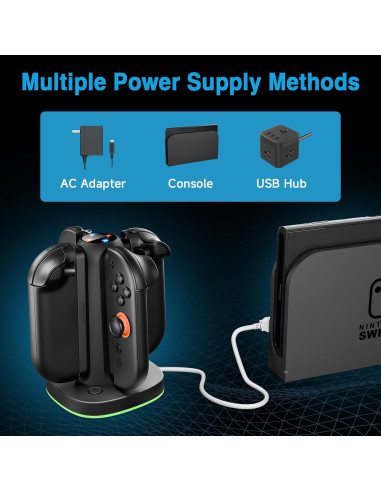 Base de Carga Rápida Magnética para Nintendo Switch 2 - 4 Joycon