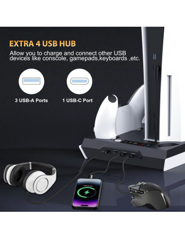 Estación de Enfriamiento y Carga Doble PS5 Fivtek Negro