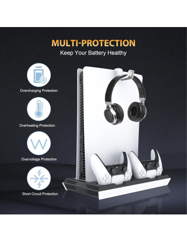 Estación de Enfriamiento y Carga Doble PS5 Fivtek Negro
