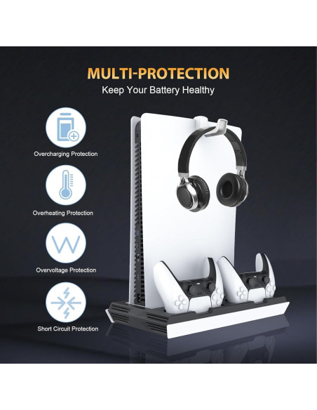 Estación de Enfriamiento y Carga Doble PS5 Fivtek Negro