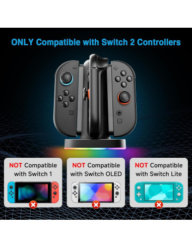 Base de Carga Rápida Magnética para Nintendo Switch 2 - 4 Joycon