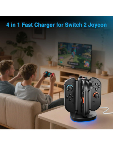 Base de Carga Rápida Magnética para Nintendo Switch 2 - 4 Joycon