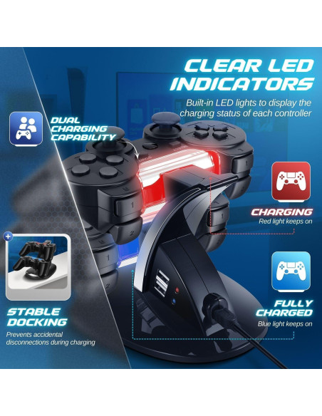 Estación de Carga TNP para Controladores PS3 Dualshock 3