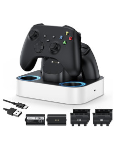 Estación de Carga Rápida NEWDERY para Controlador Xbox - 2 Baterías 1100mAh