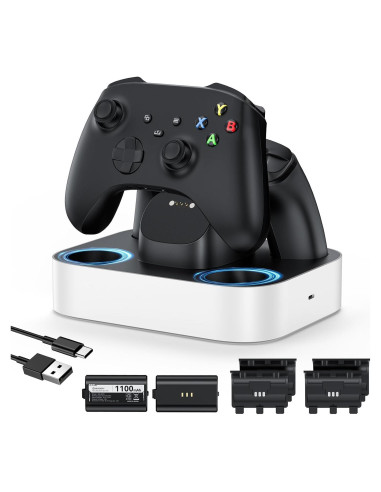 Estación de Carga Rápida NEWDERY para Controlador Xbox - 2 Baterías 1100mAh