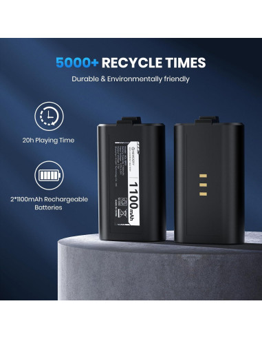 Estación de Carga Rápida NEWDERY para Controlador Xbox - 2 Baterías 1100mAh