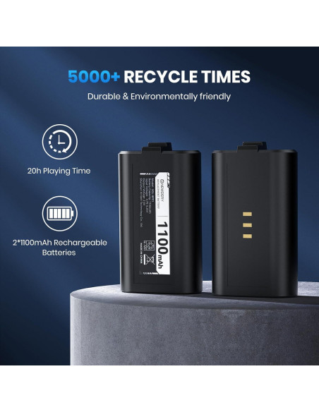 Estación de Carga Rápida NEWDERY para Controlador Xbox - 2 Baterías 1100mAh