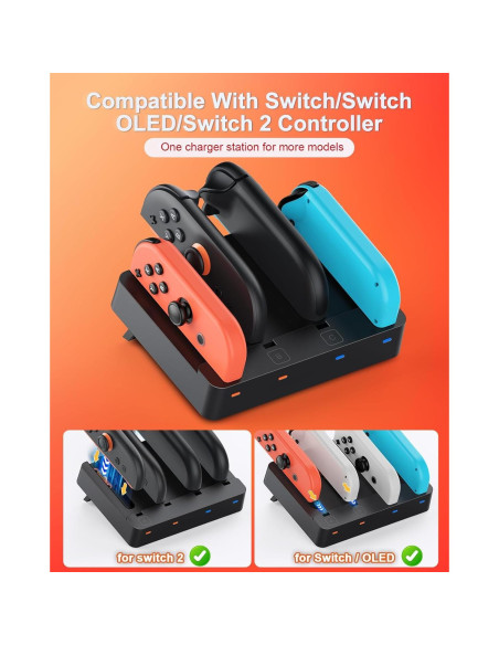 Base de Carga FYOUNG para Nintendo Switch 2/1 - Estación Rápida 8 en 1