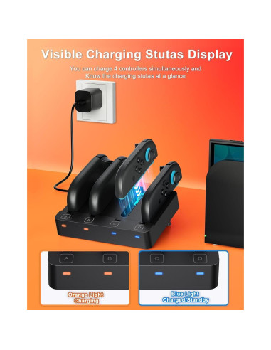 Base de Carga FYOUNG para Nintendo Switch 2/1 - Estación Rápida 8 en 1