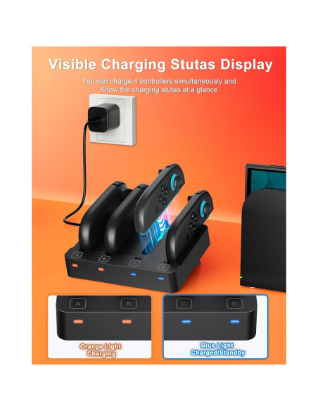 Base de Carga FYOUNG para Nintendo Switch 2/1 - Estación Rápida 8 en 1
