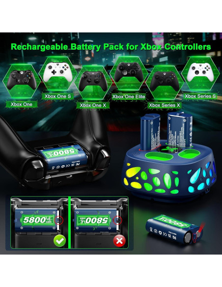 Ponkor Paquete de Batería Recargable 4x5800mWh para Xbox