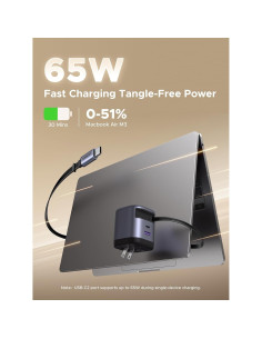 Cargador UGREEN Nexode 65W GaN USB-C Retráctil con Cable 0.7m 2