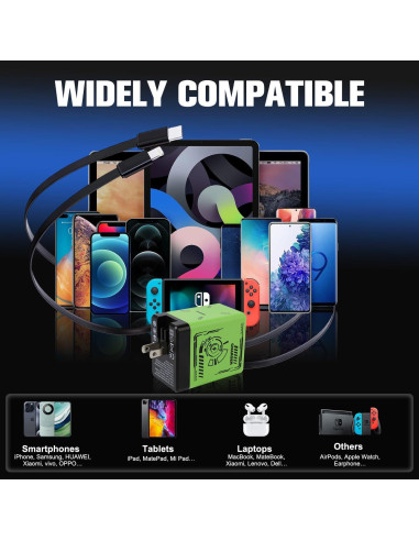 Cargador Rápido 2 en 1 W&O Plegable Naranja para Teléfonos y Tabletas