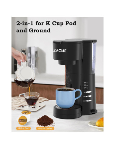 Máquina de café ZACME 3 en 1 con espumador de leche 0.83 L