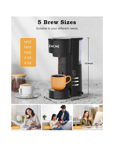 Máquina de café ZACME 3 en 1 con espumador de leche 0.83 L