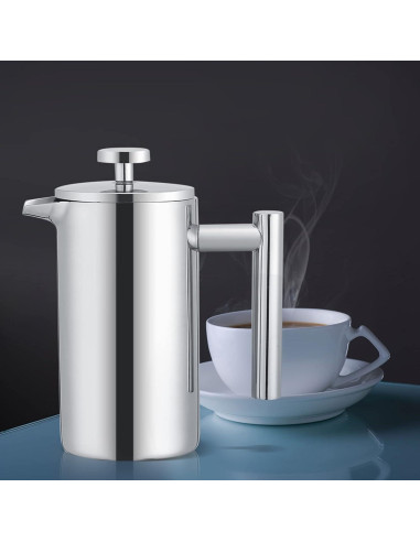 Cafetera Prensa Francesa Yosoo 350ml Acero Inoxidable Doble Pared
