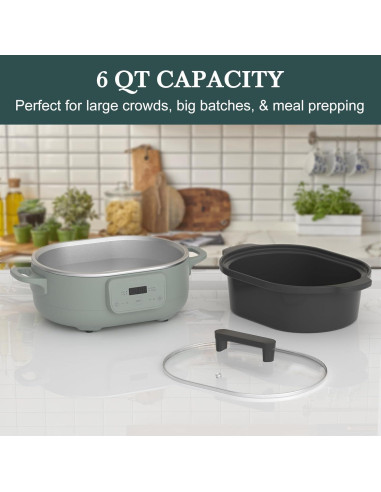 Olla de Cocción Lenta Magnifique 6 Cuartos Oliva Programable