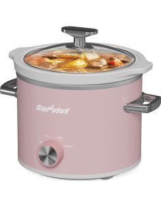Olla de Cocción Lenta SUNVIVI 2QT Cerámica Desmontable Rosa 2