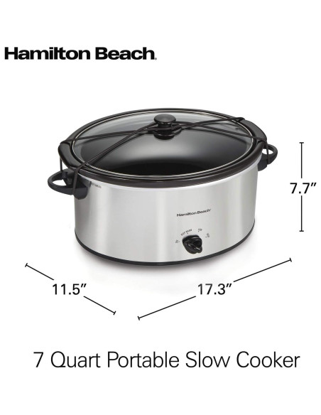 Olla de Cocción Lenta Hamilton Beach 7 Cuartos Portátil