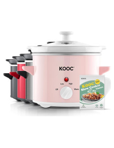 Olla de Cocción Lenta KOOC 2QT Rosa con Forros Incluidos