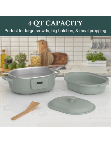 Olla de cocción lenta programable INDY VAC 4QT Oliva 8 en 1