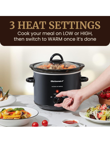 Cocina Lenta Eléctrica Elite Gourmet MST-350B 3L Negra