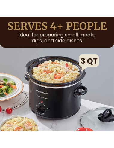 Cocina Lenta Eléctrica Elite Gourmet MST-350B 3L Negra