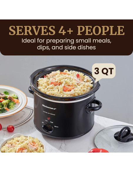 Cocina Lenta Eléctrica Elite Gourmet MST-350B 3L Negra