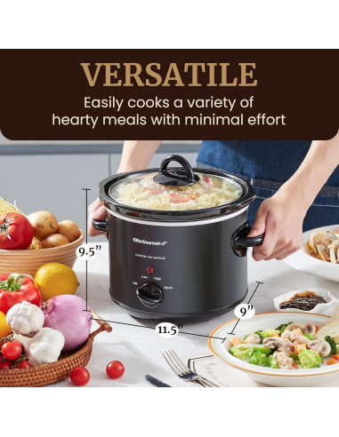 Cocina Lenta Eléctrica Elite Gourmet MST-350B 3L Negra