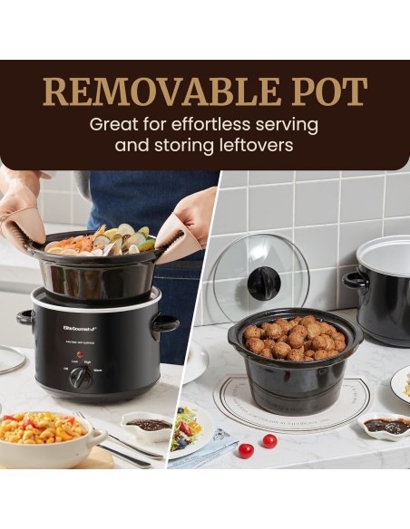 Cocina Lenta Eléctrica Elite Gourmet MST-350B 3L Negra