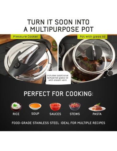 Olla a Presión Universal 4.2L Acero Inoxidable con Tapa Vidrio