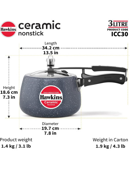 Olla a Presión Cerámica Antiadherente Hawkins 3L ICC30