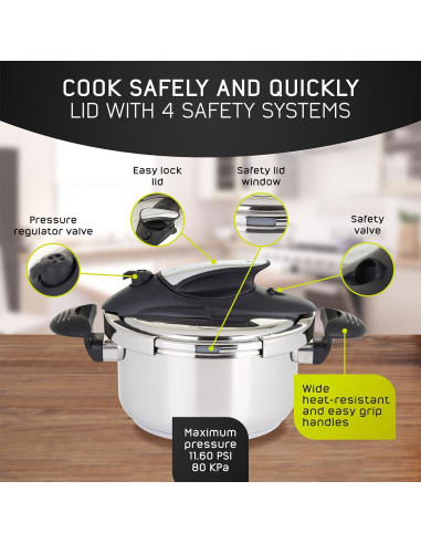 Olla a Presión Universal 4.2L Acero Inoxidable con Tapa Vidrio