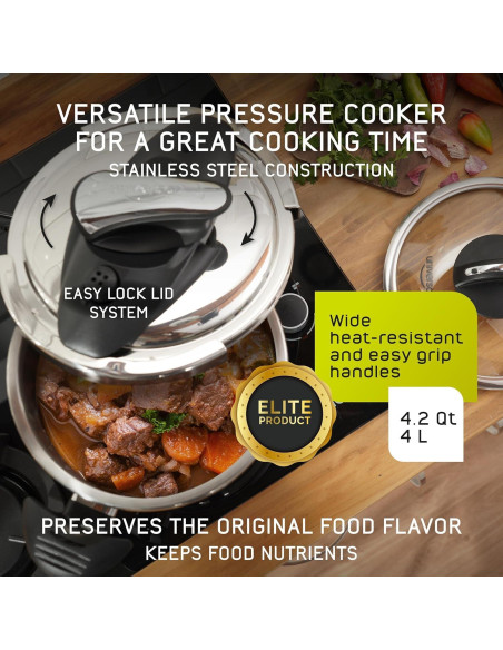 Olla a Presión Universal 4.2L Acero Inoxidable con Tapa Vidrio
