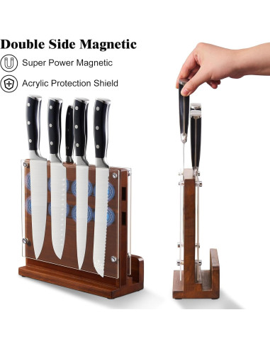 Bloque Magnético para Cuchillos ENOKING de Madera de Acacia