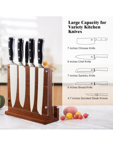 Bloque Magnético para Cuchillos ENOKING de Madera de Acacia