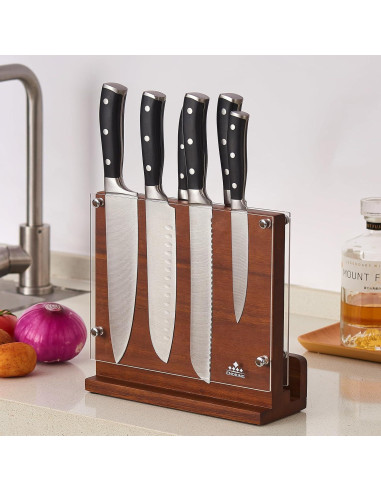 Bloque Magnético para Cuchillos ENOKING de Madera de Acacia