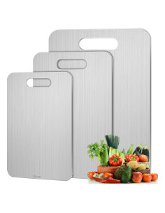 Juego de 3 tablas de cortar acero inoxidable Yaocom 34x23cm