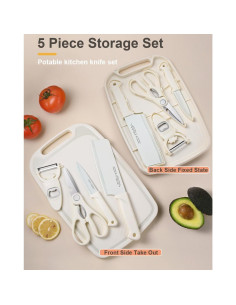 Set de cuchillos SUJAYU 5 en 1 con tabla de cortar y tijeras 2