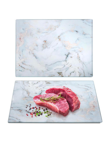 Juego de 2 Tablas de Cortar de Vidrio WRINGKIT 40.6x30.5cm Mármol
