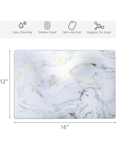 Juego de 2 Tablas de Cortar de Vidrio WRINGKIT 40.6x30.5cm Mármol