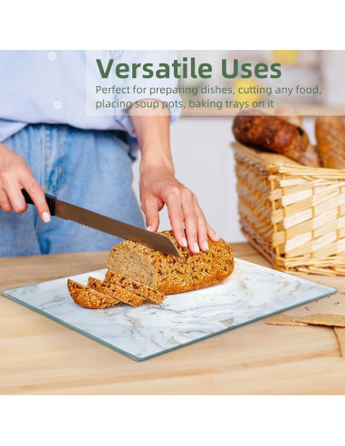 Juego de 2 Tablas de Cortar de Vidrio WRINGKIT 40.6x30.5cm Mármol
