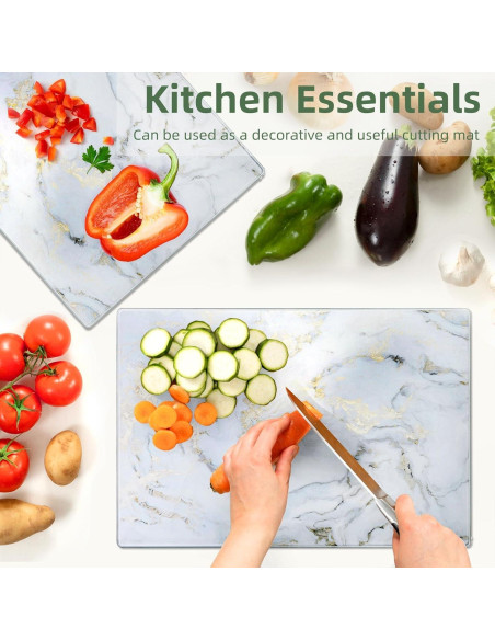 Juego de 2 Tablas de Cortar de Vidrio WRINGKIT 40.6x30.5cm Mármol