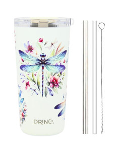 Vaso de Acero Inoxidable Drinco 591 ml con Tapa y Popotes 2