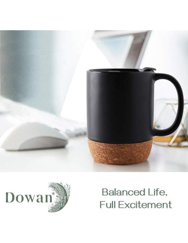 Juego de 2 Tazas de Café DOWAN 425g con Tapa y Corcho