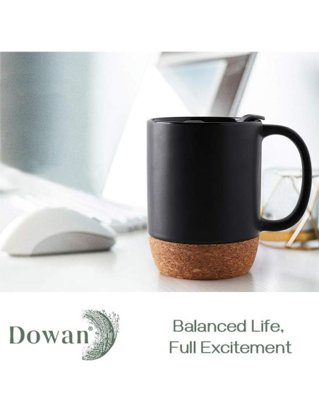 Juego de 2 Tazas de Café DOWAN 425g con Tapa y Corcho
