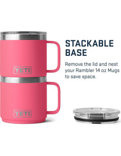 Taza Aislada al Vacío YETI Rambler 14 oz Rosa Tropical 2