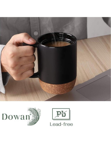 Juego de 2 Tazas de Café DOWAN 425g con Tapa y Corcho