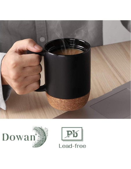 Juego de 2 Tazas de Café DOWAN 425g con Tapa y Corcho