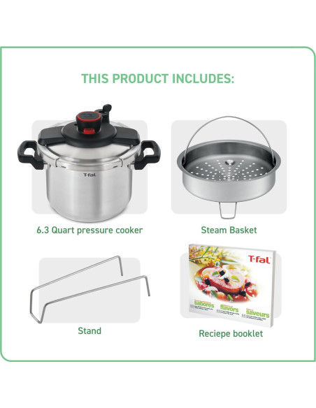 Olla a presión T-fal Clipso 6.3L acero inoxidable inducción